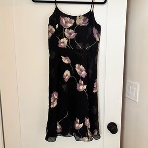 Ann Taylor Black and Purple Floral Dress